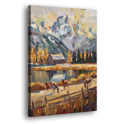 Jackson Hole Rustic Charm Side - Canvas Wall Art