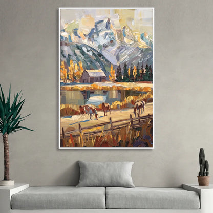 Jackson Hole Rustic Charm Sitting Room - White Canvas Wall Art