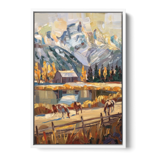 Jackson Hole Rustic Charm - White Framed Canvas Wall Art - Front