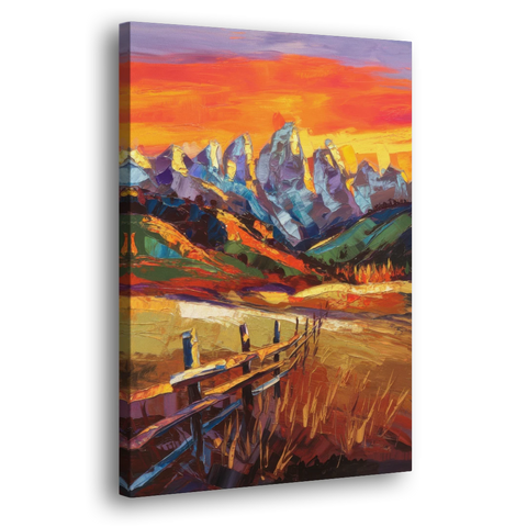 Jackson Hole Sunset Glow - Canvas Wall Art - Side