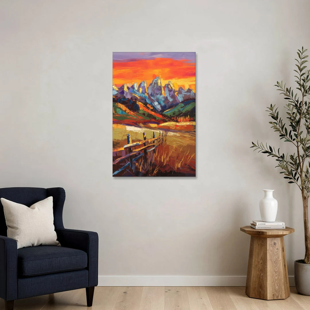Jackson Hole Sunset Glow - Canvas Wall Art - Sofa - 24x36