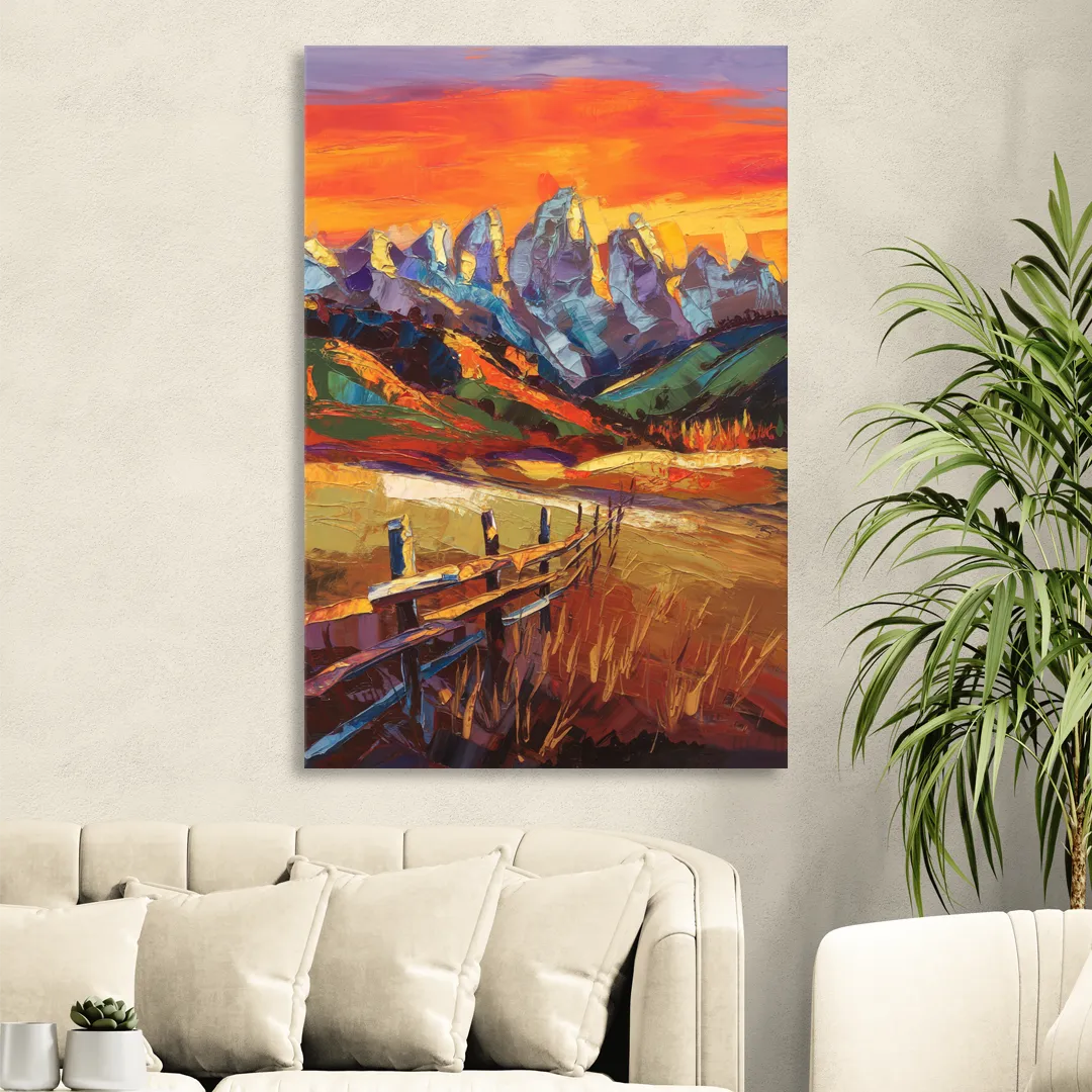Jackson Hole Sunset Glow Sitting Room - Canvas Wall Art