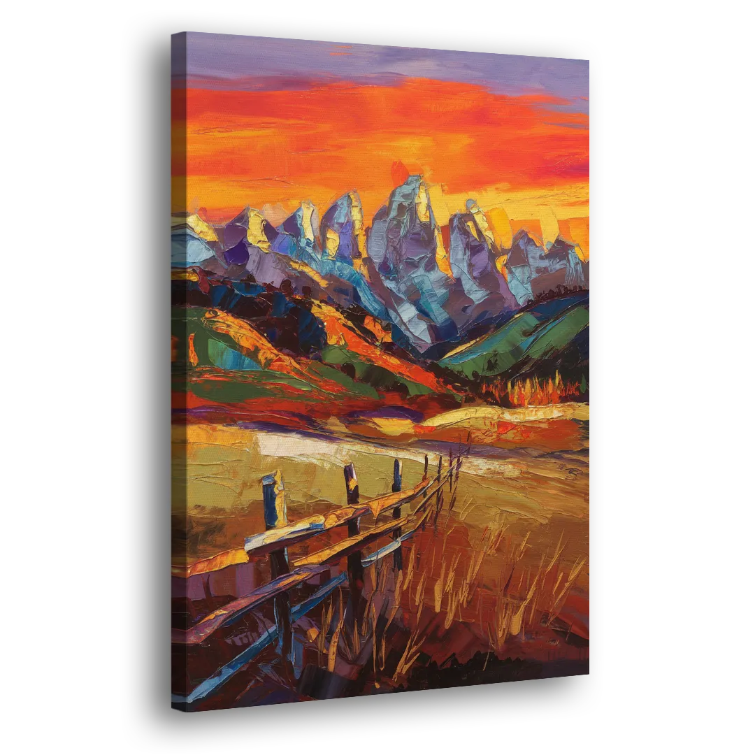Jackson Hole Sunset Glow Side - Canvas Wall Art