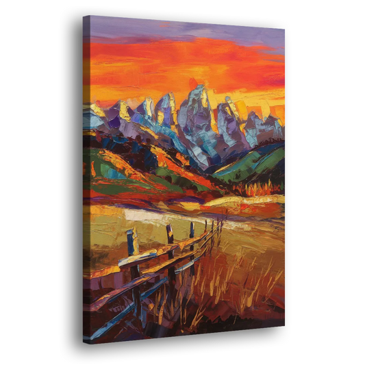 Jackson Hole Sunset Glow Side - Canvas Wall Art