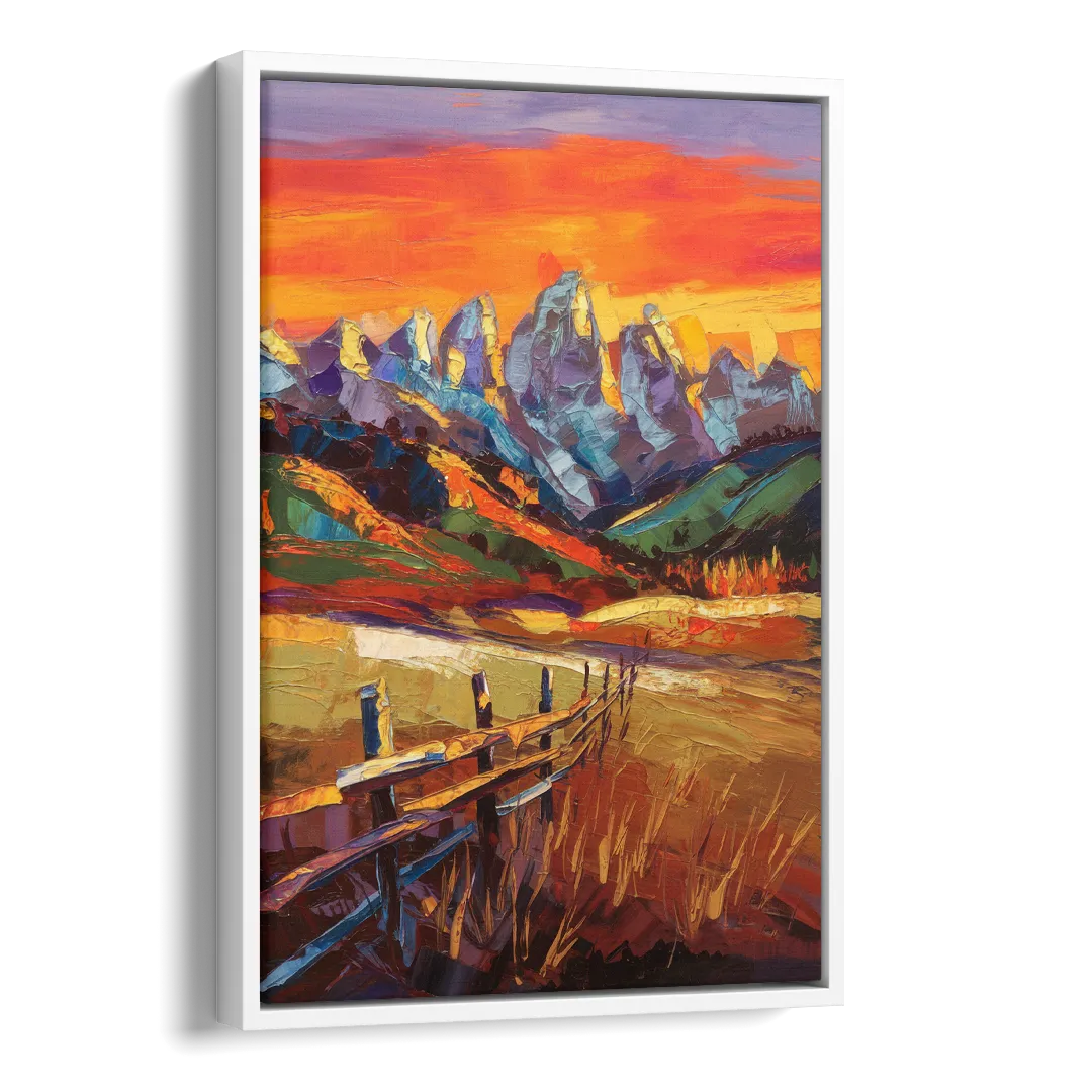 Jackson Hole Sunset Glow Side - White Canvas Wall Art