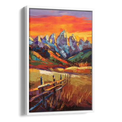 Jackson Hole Sunset Glow Side - White Canvas Wall Art
