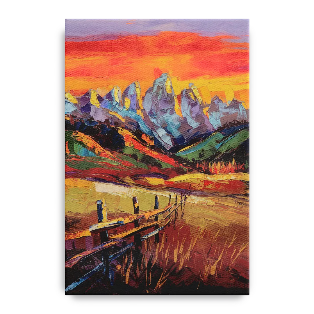 Jackson Hole Sunset Glow Front - Canvas Wall Art