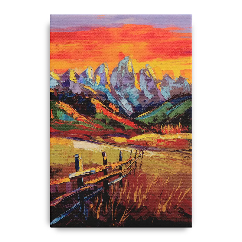 Jackson Hole Sunset Glow Front - Canvas Wall Art