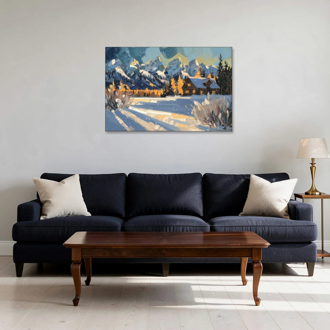 Jackson Hole Winter Wonderland - Canvas Wall Art - Sofa - 36x24