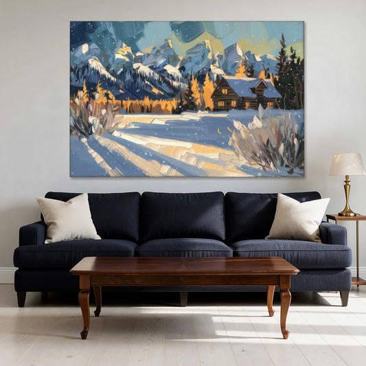 Jackson Hole Winter Wonderland - Canvas Wall Art - Sofa - 60x40