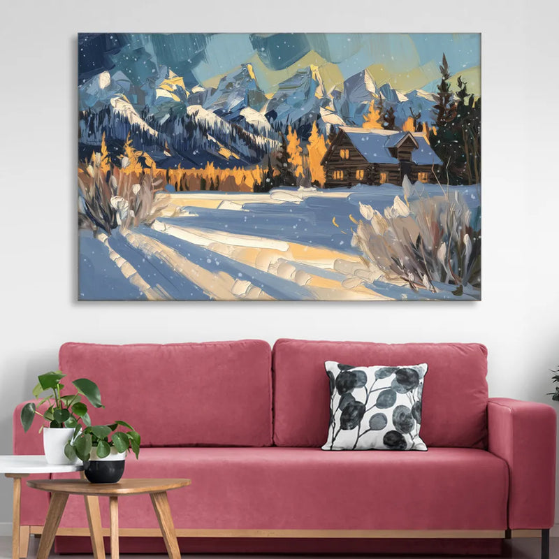 Jackson Hole Winter Wonderland Sitting Room - Canvas Wall Art