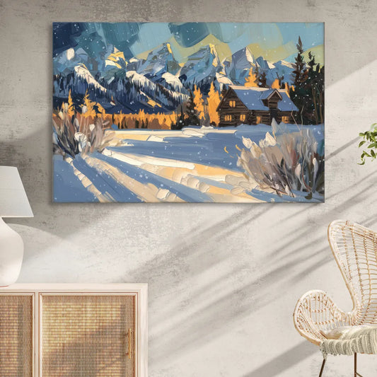 Jackson Hole Winter Wonderland Living Room - Canvas Wall Art