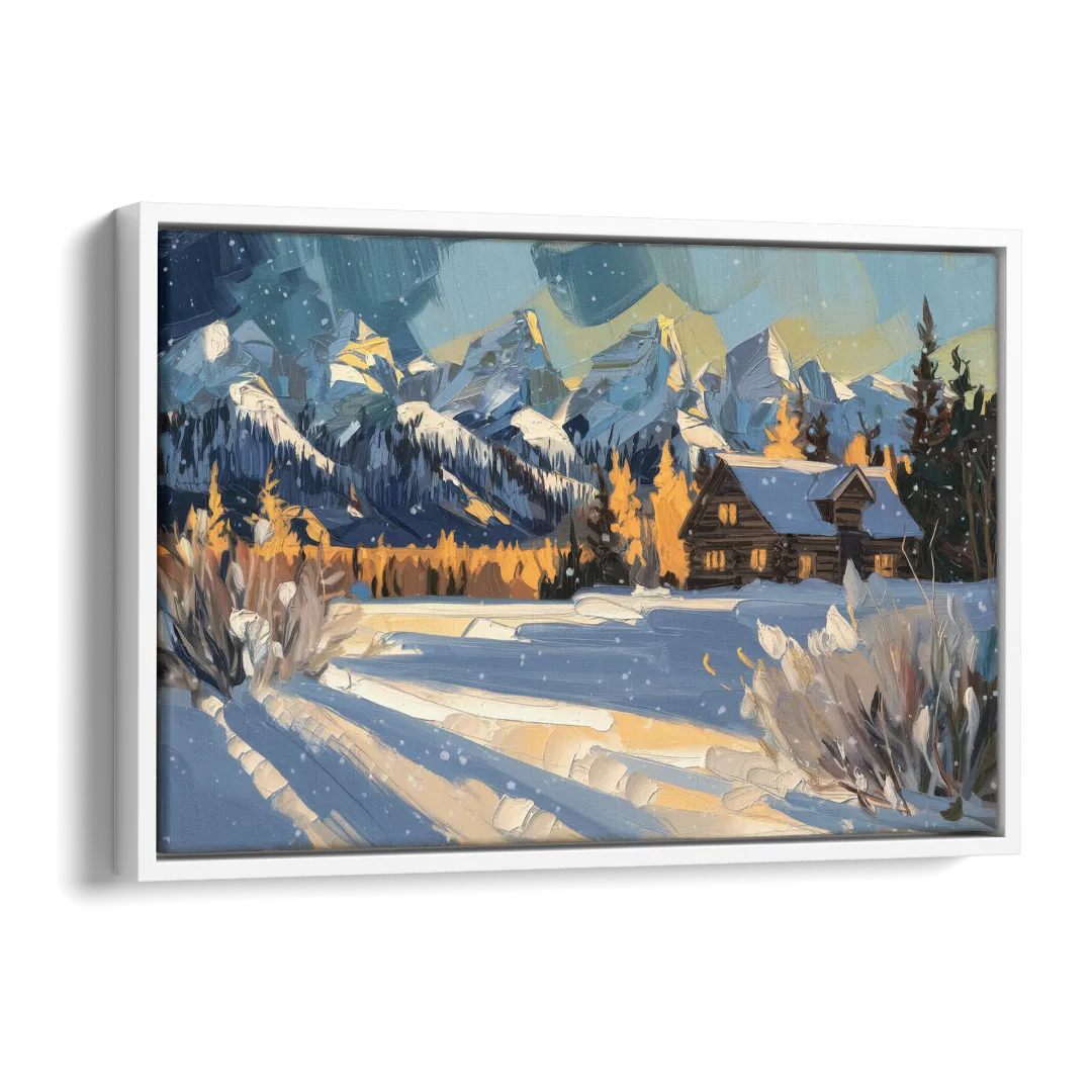 Jackson Hole Winter Wonderland Side - White Canvas Wall Art