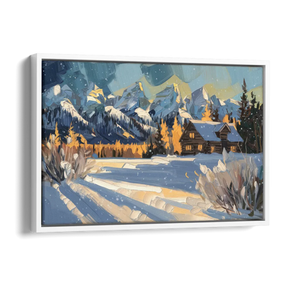 Jackson Hole Winter Wonderland Side - White Canvas Wall Art