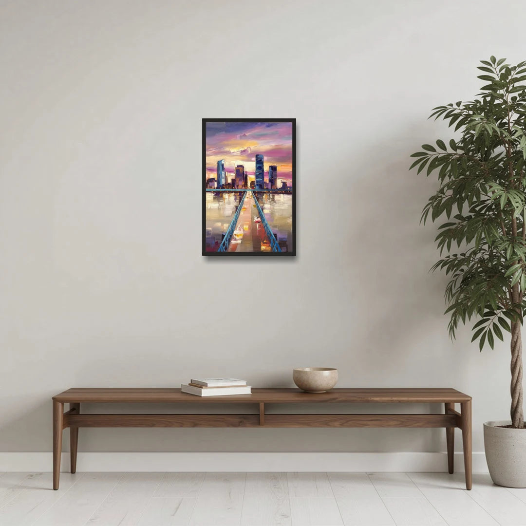 Jacksonville Downtown Views - Black Framed Canvas Wall Art - Coffee Table - 16x24