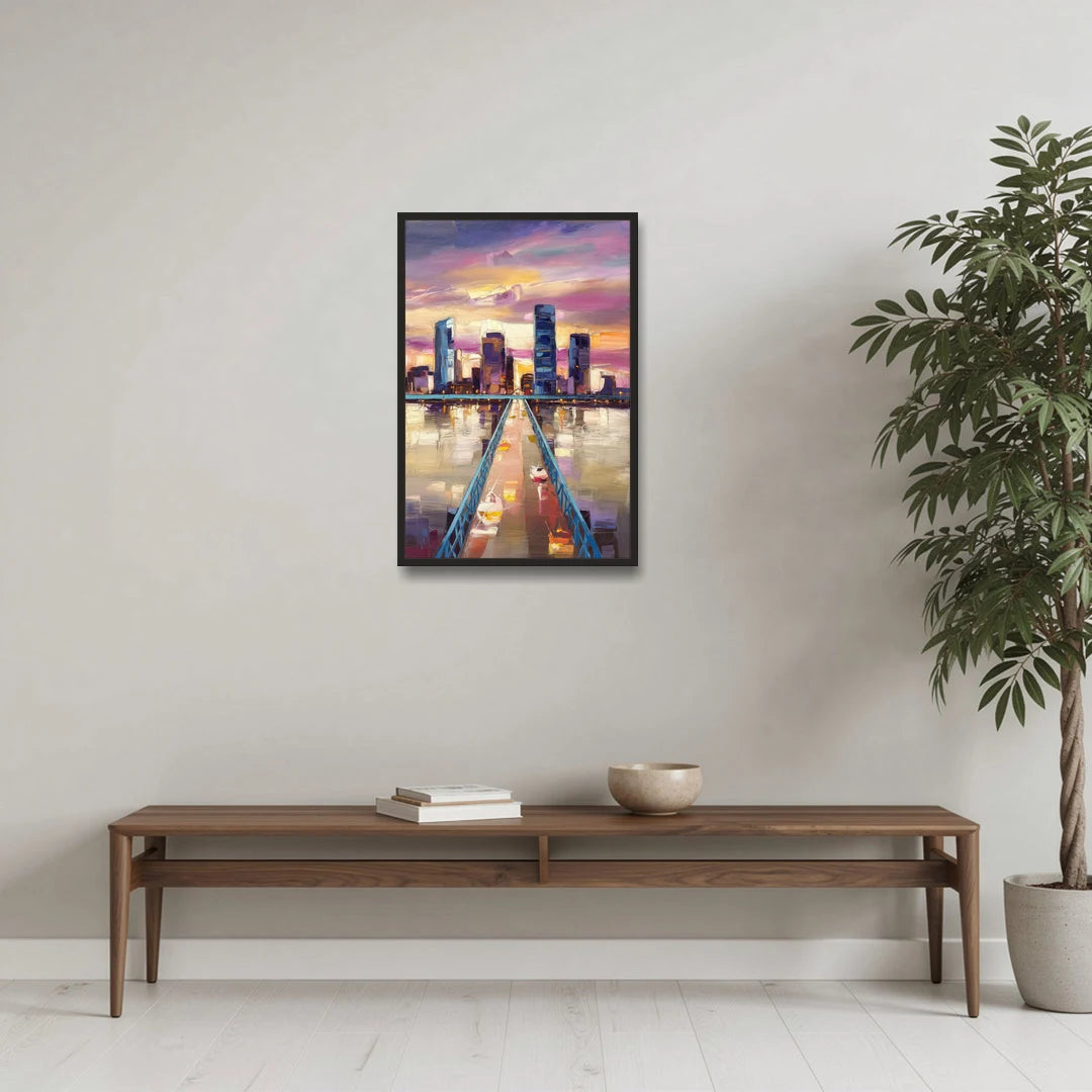 Jacksonville Downtown Views - Black Framed Canvas Wall Art - Coffee Table - 20x30