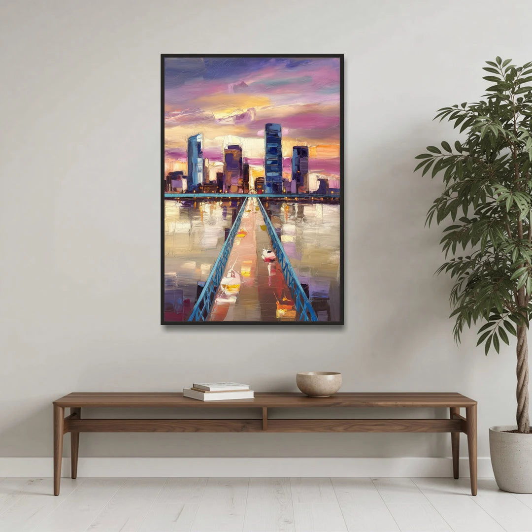 Jacksonville Downtown Views - Black Framed Canvas Wall Art - Coffee Table - 32x48