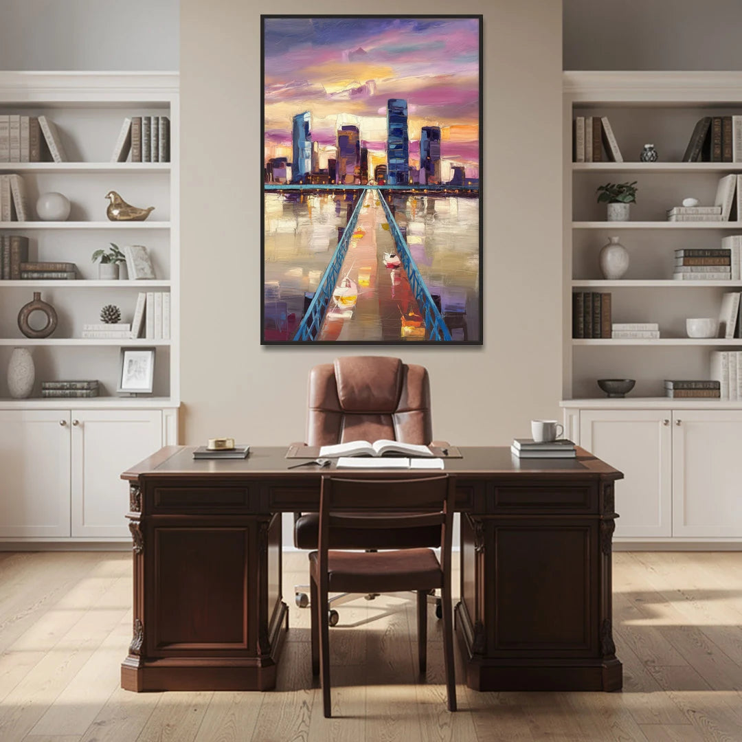 Jacksonville Downtown Views - Black Framed Canvas Wall Art - Office - 40x60