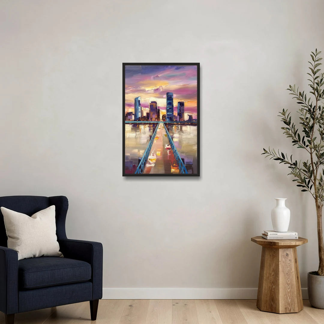 Jacksonville Downtown Views - Black Framed Canvas Wall Art - Sofa - 20x30