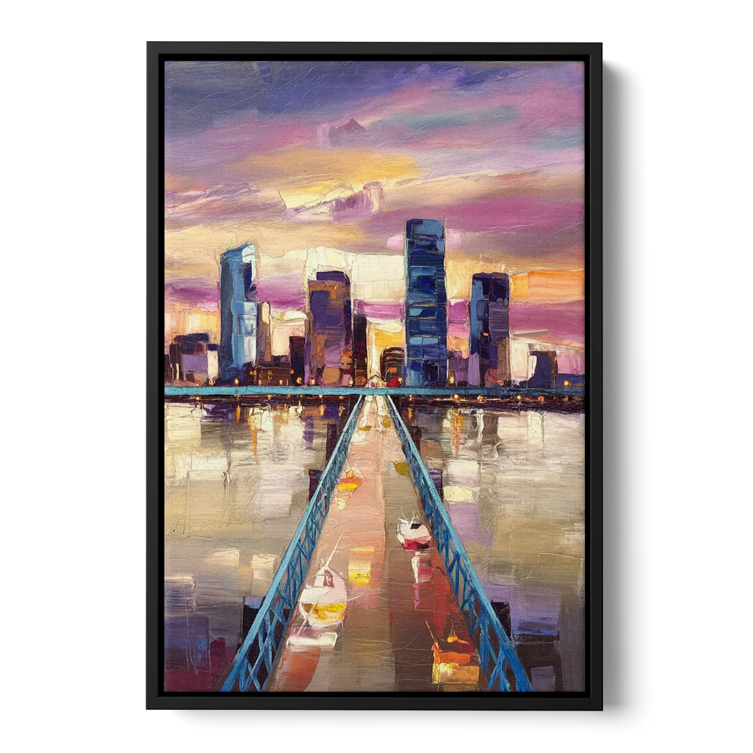 Jacksonville Downtown Views Front - Black Canvas Wall Art