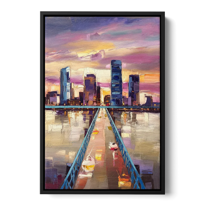 Jacksonville Downtown Views Front - Black Canvas Wall Art