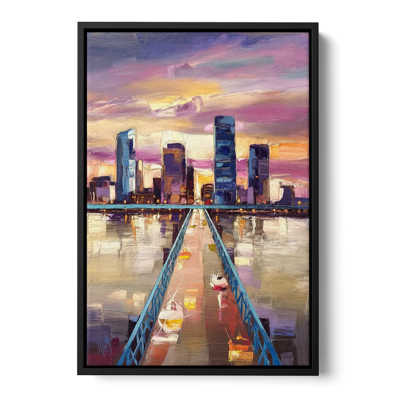 Jacksonville Downtown Views Front - Black Canvas Wall Art