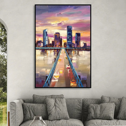 Jacksonville Downtown Views Living Room - Black Canvas Wall Art