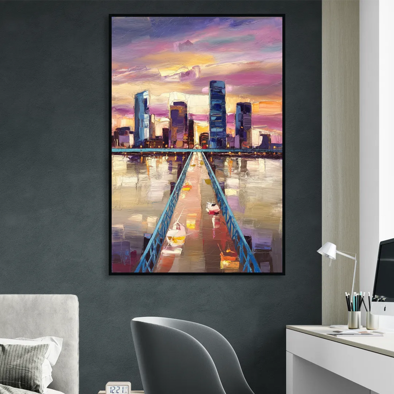Jacksonville Downtown Views Sitting Room - Black Canvas Wall Art