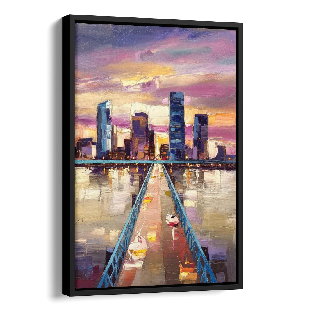 Jacksonville Downtown Views Side - Black Canvas Wall Art
