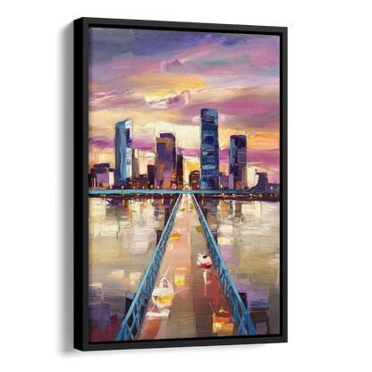 Jacksonville Downtown Views Side - Black Canvas Wall Art