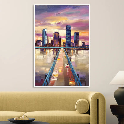 Jacksonville Downtown Views Living Room - White Canvas Wall Art