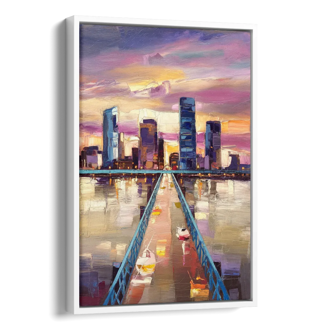 Jacksonville Downtown Views Side - White Canvas Wall Art