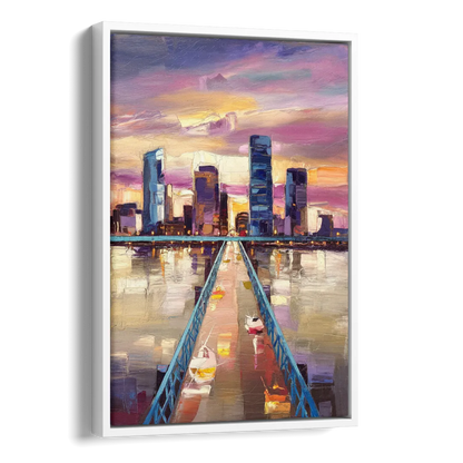 Jacksonville Downtown Views Side - White Canvas Wall Art