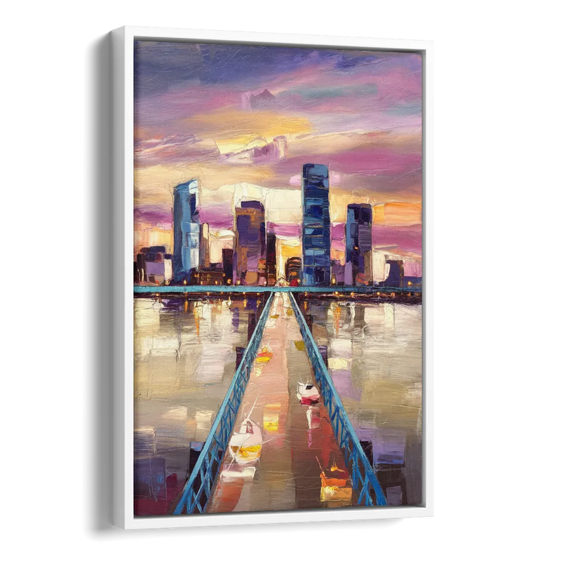 Jacksonville Downtown Views Side - White Canvas Wall Art