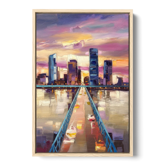 Jacksonville Downtown Views - Oak Framed Canvas Wall Art - Front