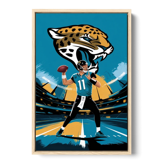 Jacksonville Jaguars Fans - Oak Framed Canvas Wall Art - Front