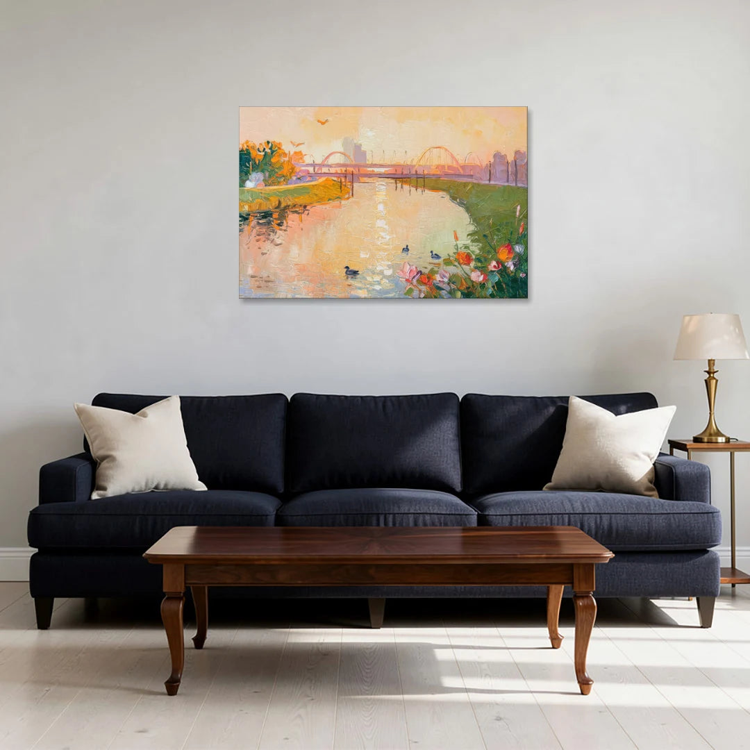 Jacksonville Riverside Scenery - Canvas Wall Art - Sofa - 36x24