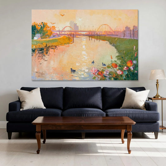Jacksonville Riverside Scenery - Canvas Wall Art - Sofa - 60x40