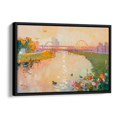 Jacksonville Riverside Scenery Side - Black Canvas Wall Art
