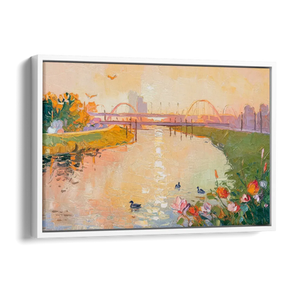 Jacksonville Riverside Scenery Side - White Canvas Wall Art