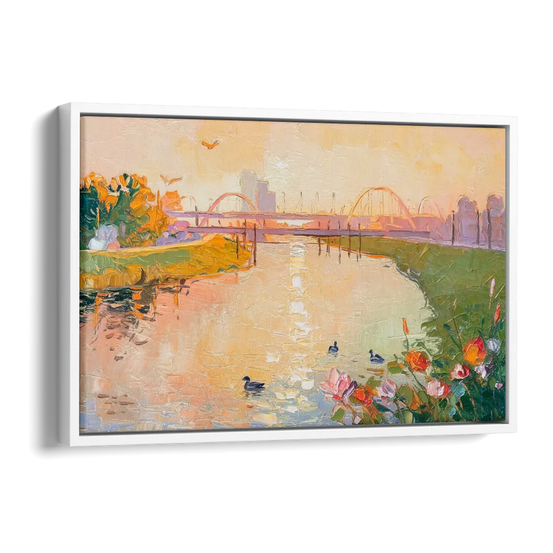Jacksonville Riverside Scenery Side - White Canvas Wall Art