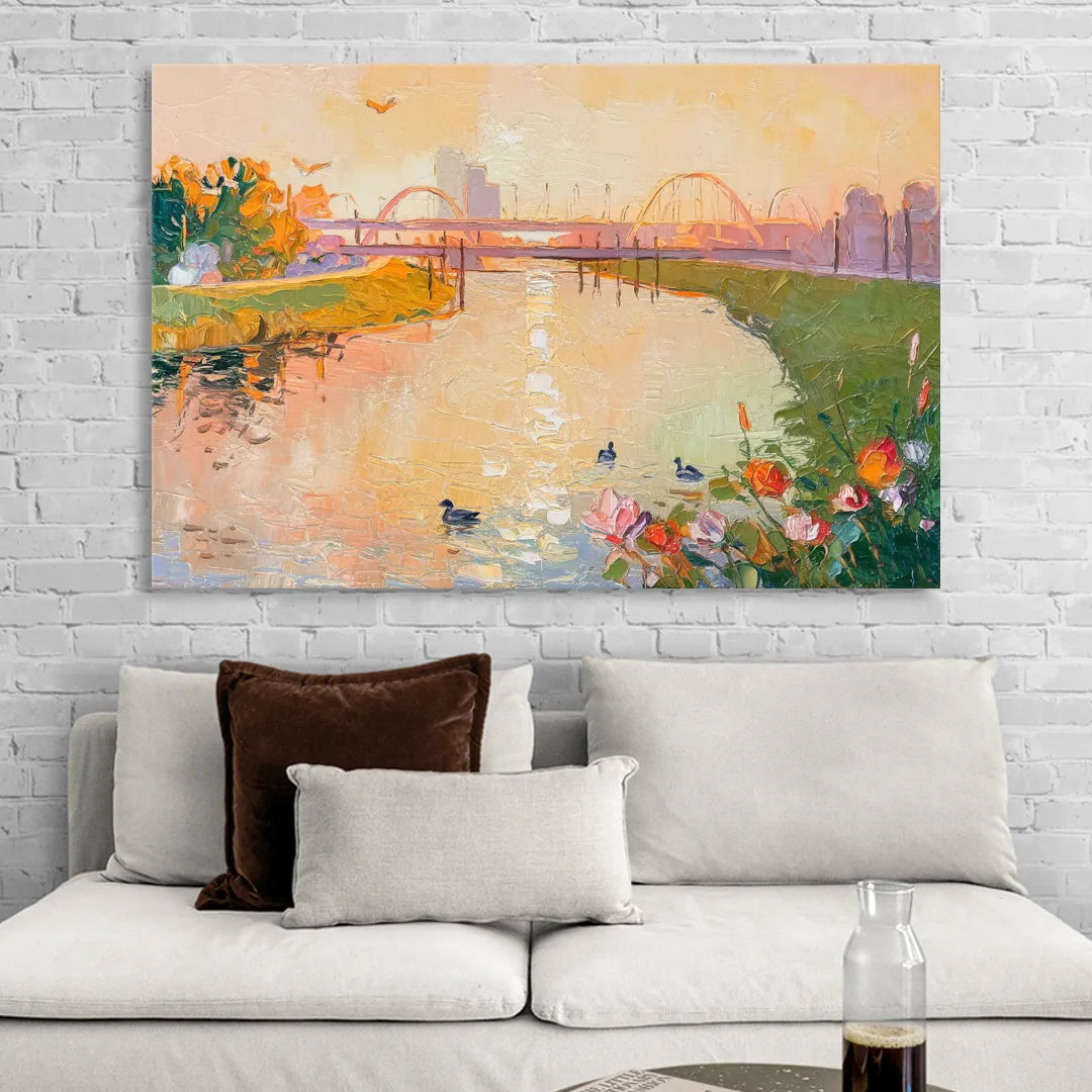 Jacksonville Riverside Scenery Sitting Room - Canvas Wall Art