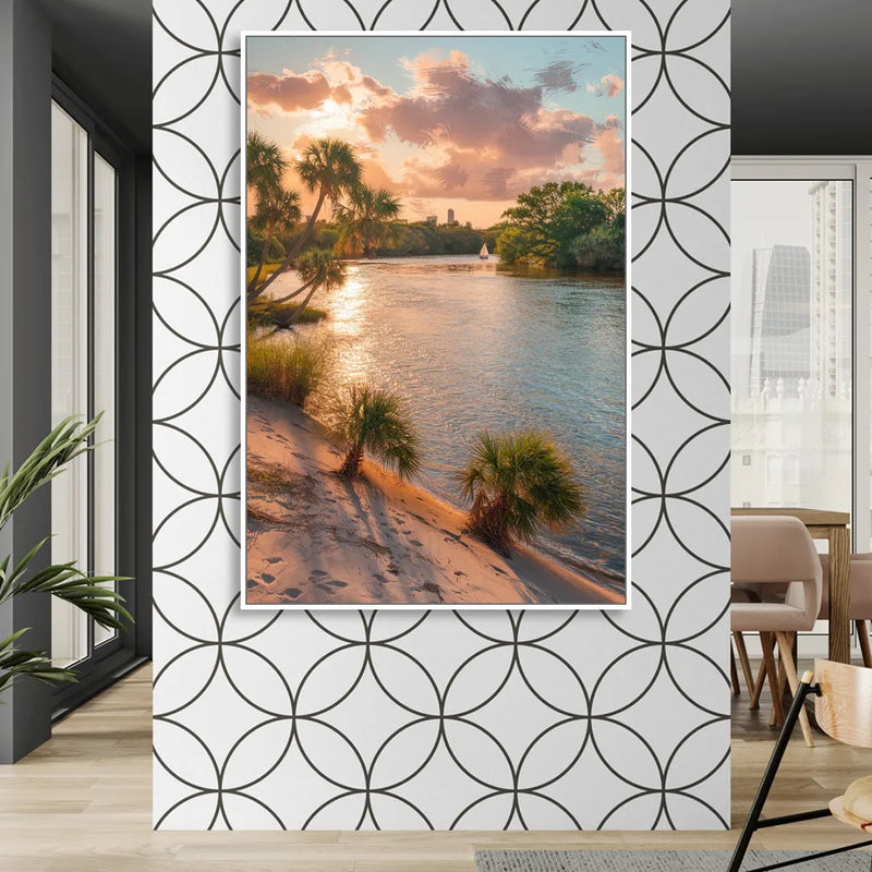 Jacksonville St. Johns River Sitting Room - White Canvas Wall Art