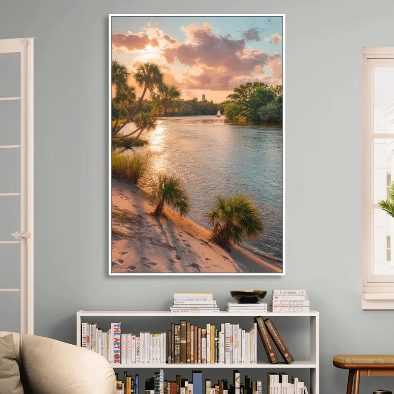 Jacksonville St. Johns River Living Room - White Canvas Wall Art