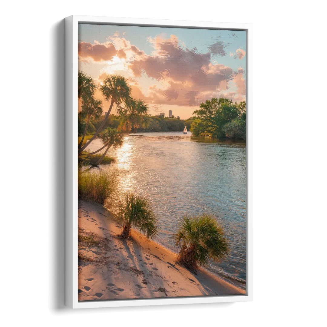 Jacksonville St. Johns River Side - White Canvas Wall Art