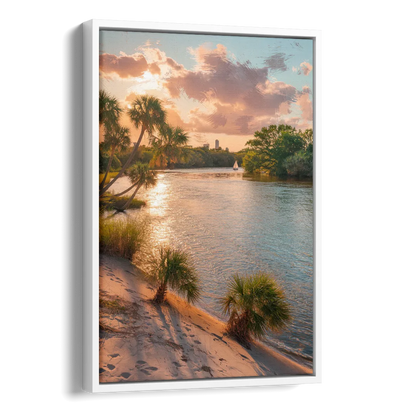 Jacksonville St. Johns River Side - White Canvas Wall Art