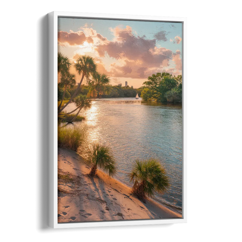 Jacksonville St. Johns River Side - White Canvas Wall Art