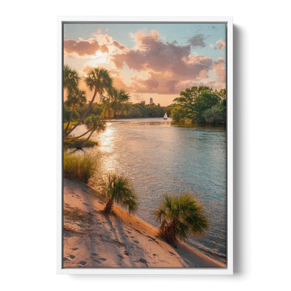 Jacksonville St. Johns River Front - White Canvas Wall Art