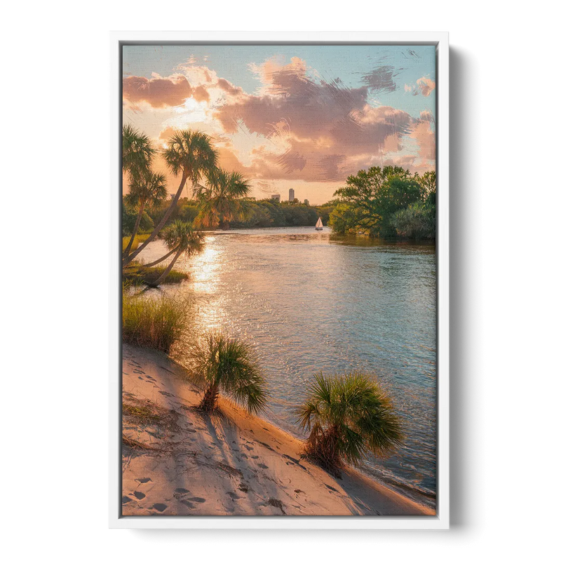 Jacksonville St. Johns River Front - White Canvas Wall Art