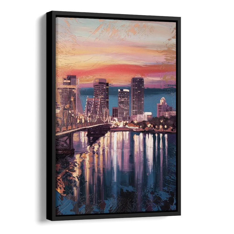 Jacksonville Urban Charm Side - Black Canvas Wall Art